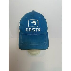 Costa Del‎ Mar Mesh Blue With White Logo / Trucker Adjustable Strap Snapback Hat